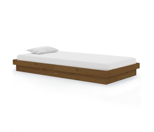 Estructura cama sin colchón madera maciza marrón miel 100x200cm