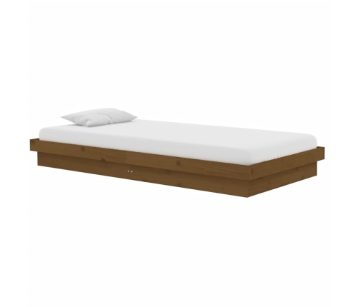 Estructura cama sin colchón madera maciza marrón miel 100x200cm