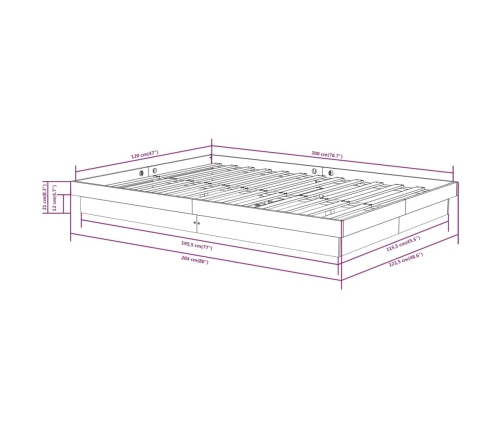 vidaXL Estructura de cama madera maciza blanco 120x200 cm