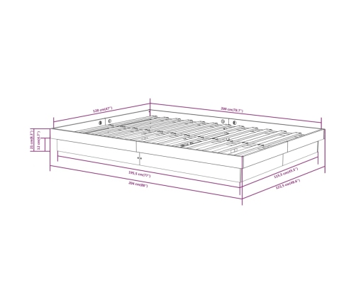 Estructura de cama sin colchón madera maciza negro 120x200 cm