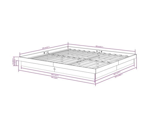 Estructura de cama sin colchón madera maciza blanco 200x200 cm
