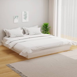 Estructura de cama sin colchón madera maciza blanco 200x200 cm