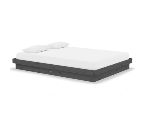 Estructura de cama sin colchón madera maciza gris 140x190 cm