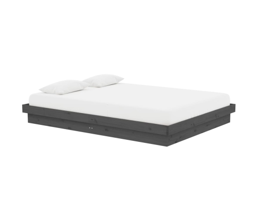 Estructura de cama sin colchón madera maciza gris 140x190 cm