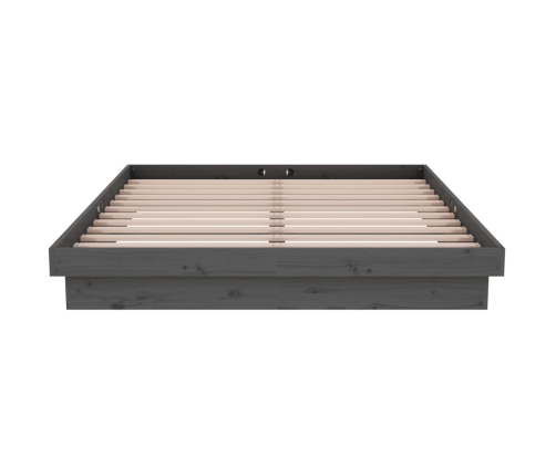 Estructura de cama sin colchón madera maciza gris 140x190 cm
