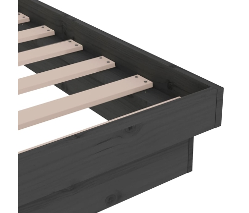 Estructura de cama sin colchón madera maciza gris 140x190 cm