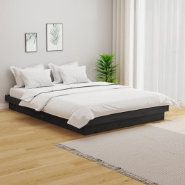 Estructura de cama sin colchón madera maciza gris 140x190 cm