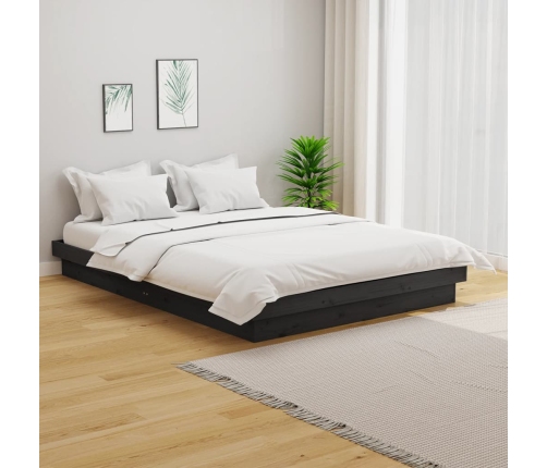 Estructura de cama sin colchón madera maciza gris 140x190 cm