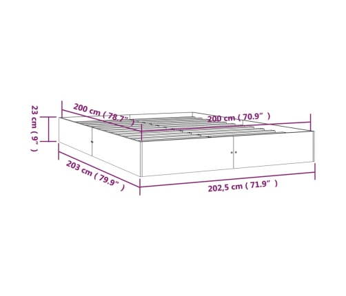 Estructura de cama sin colchón madera maciza blanco 200x200 cm