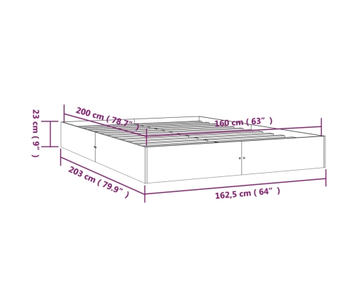 Estructura de cama sin colchón madera maciza blanco 160x200 cm