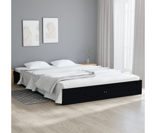 Estructura de cama sin colchón madera maciza negro 160x200 cm