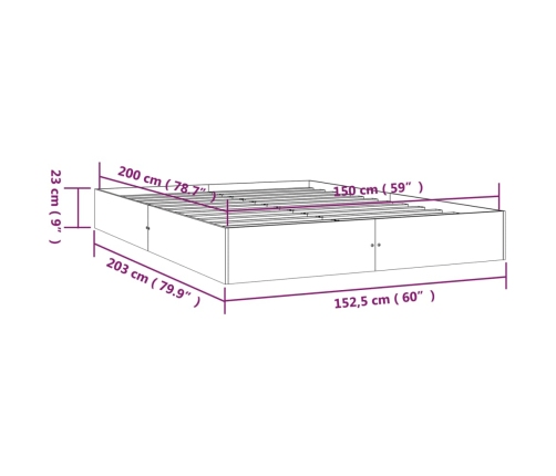 Estructura de cama doble sin colchón madera blanco 150x200 cm