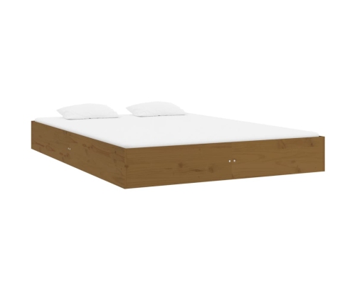 Estructura cama sin colchón madera maciza marrón miel 150x200cm