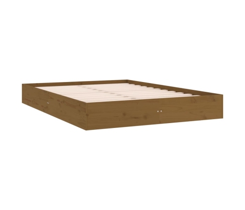 Estructura cama sin colchón madera maciza marrón miel 150x200cm