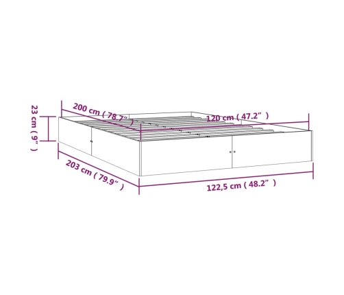 Estructura cama sin colchón madera maciza marrón miel 120x200cm