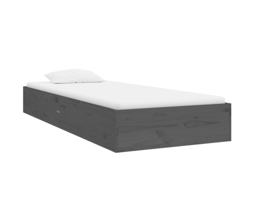 vidaXL Estructura de cama individual madera maciza gris 75x190 cm