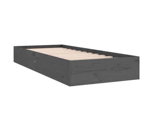 vidaXL Estructura de cama individual madera maciza gris 75x190 cm