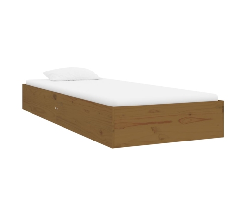 Estructura cama sin colchón madera maciza marrón miel 75x190 cm