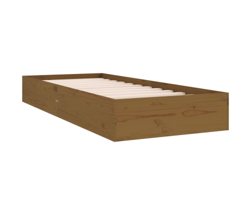 Estructura cama sin colchón madera maciza marrón miel 75x190 cm