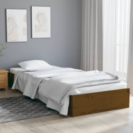 Estructura cama sin colchón madera maciza marrón miel 75x190 cm