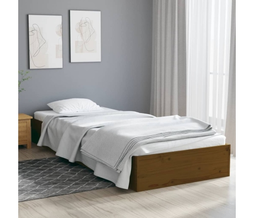 Estructura cama sin colchón madera maciza marrón miel 75x190 cm