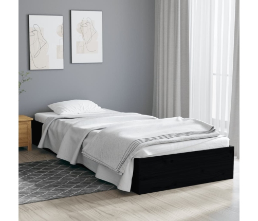 Estructura de cama sin colchón madera maciza negro 75x190 cm