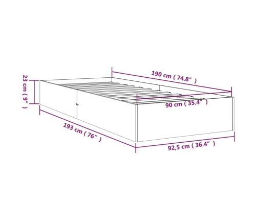 Estructura cama individual sin colchón madera blanco 90x190 cm