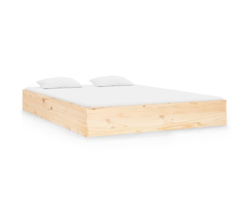 Estructura de cama doble sin colchón madera maciza 120x190 cm