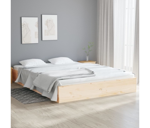 Estructura de cama doble sin colchón madera maciza 120x190 cm