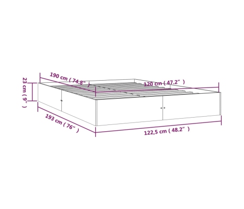 Estructura de cama sin colchón madera maciza blanco 120x190 cm