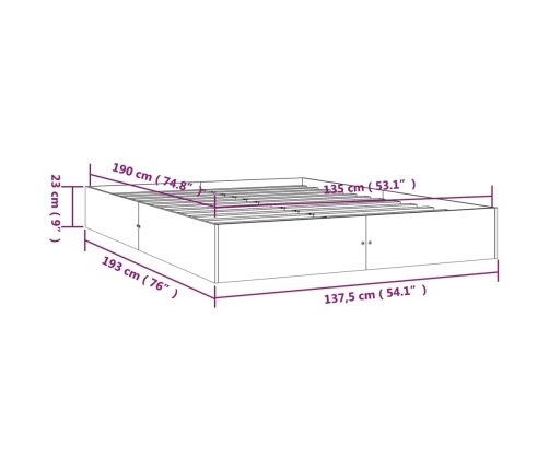 Estructura de cama doble sin colchón madera blanco 135x190 cm