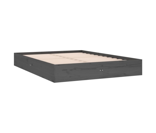 Estructura cama doble sin colchón madera maciza gris 135x190 cm