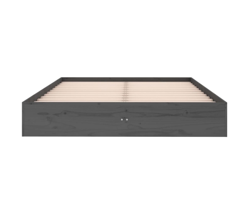 Estructura cama doble sin colchón madera maciza gris 135x190 cm