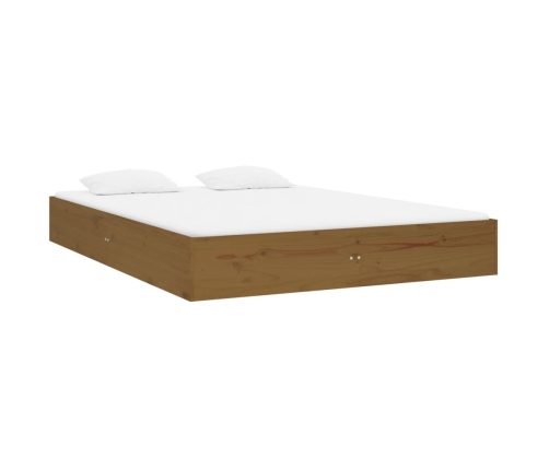 Estructura cama sin colchón madera maciza marrón miel 135x190cm