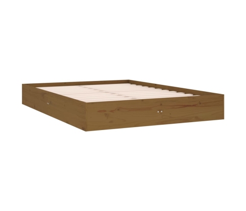 Estructura cama sin colchón madera maciza marrón miel 135x190cm