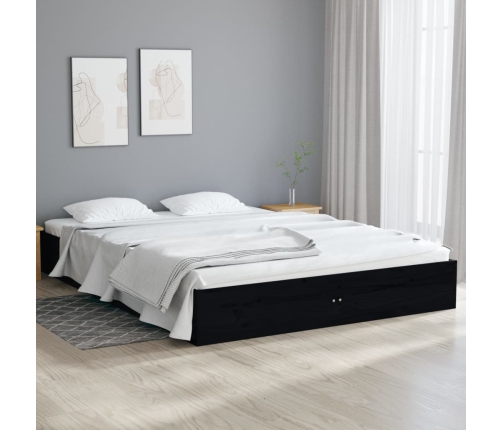 vidaXL Estructura de cama de madera maciza negro 140x190 cm