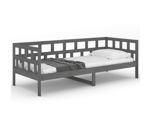 Sofá cama sin colchón madera maciza de pino gris 90x200 cm