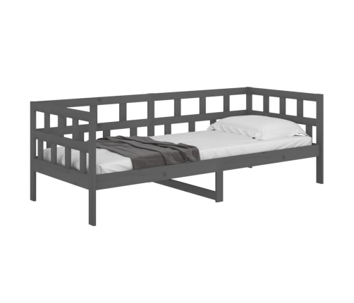 Sofá cama sin colchón madera maciza de pino gris 90x200 cm