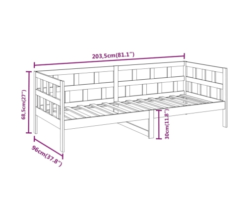 Sofá cama sin colchón madera maciza de pino gris 90x200 cm