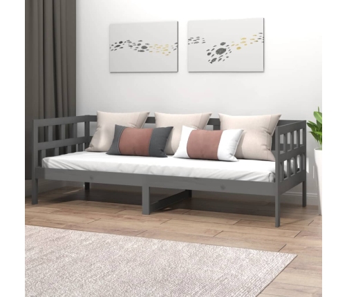 Sofá cama sin colchón madera maciza de pino gris 90x200 cm