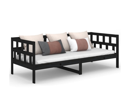 Sofá cama sin colchón madera maciza de pino negro 90x200 cm