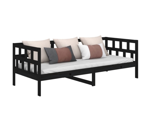 Sofá cama sin colchón madera maciza de pino negro 90x200 cm