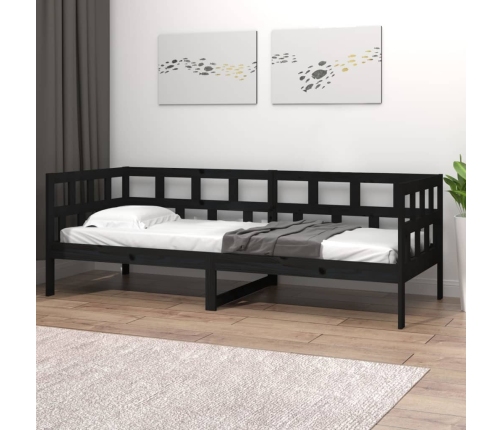 Sofá cama sin colchón madera maciza de pino negro 90x200 cm