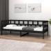 Sofá cama sin colchón madera maciza de pino negro 90x200 cm