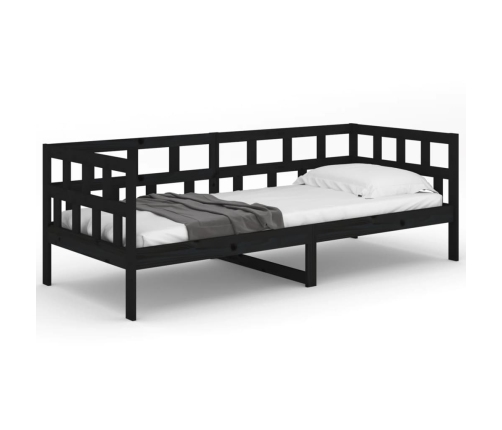 Sofá cama sin colchón madera maciza de pino negro 90x200 cm