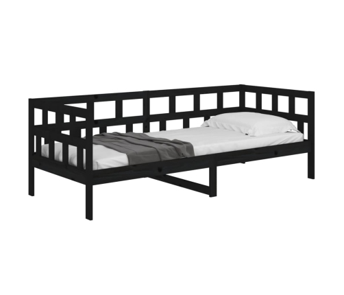 Sofá cama sin colchón madera maciza de pino negro 90x200 cm