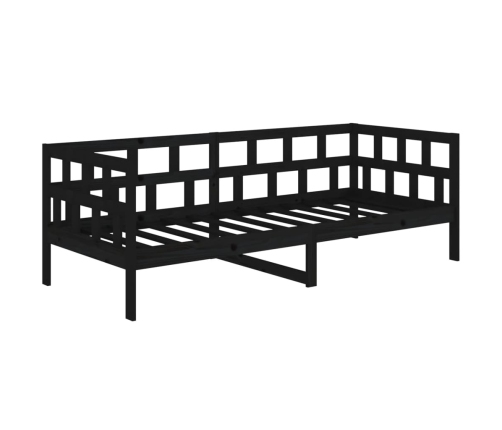 Sofá cama sin colchón madera maciza de pino negro 90x200 cm