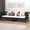 Sofá cama sin colchón madera maciza de pino negro 90x200 cm