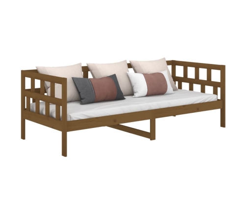 Sofá cama madera maciza de pino marrón miel 80x200 cm