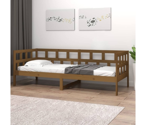 Sofá cama madera maciza de pino marrón miel 80x200 cm